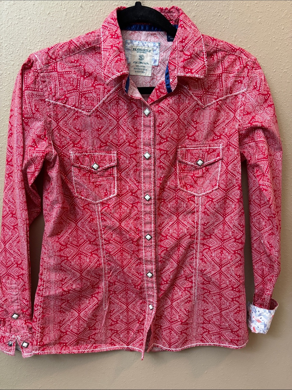 Panhandle Slim Women's Red Bandana-Print Button-Down Shirt